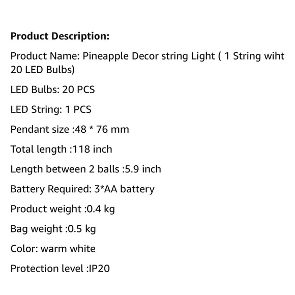 Set of 2 Pineapple String Lights - Picture 4 of 9